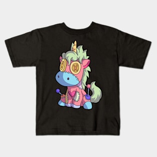 Pastel Goth Kawaii Unicorn Anime Creepy Cute Voodoo Doll Kids T-Shirt